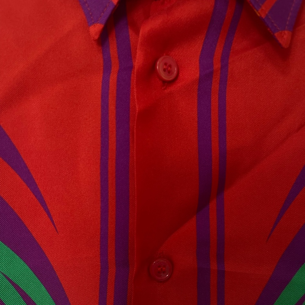 Versace Medusa Music Long Sleeve Button-Up Silk Shirt - Picture 7 of 12